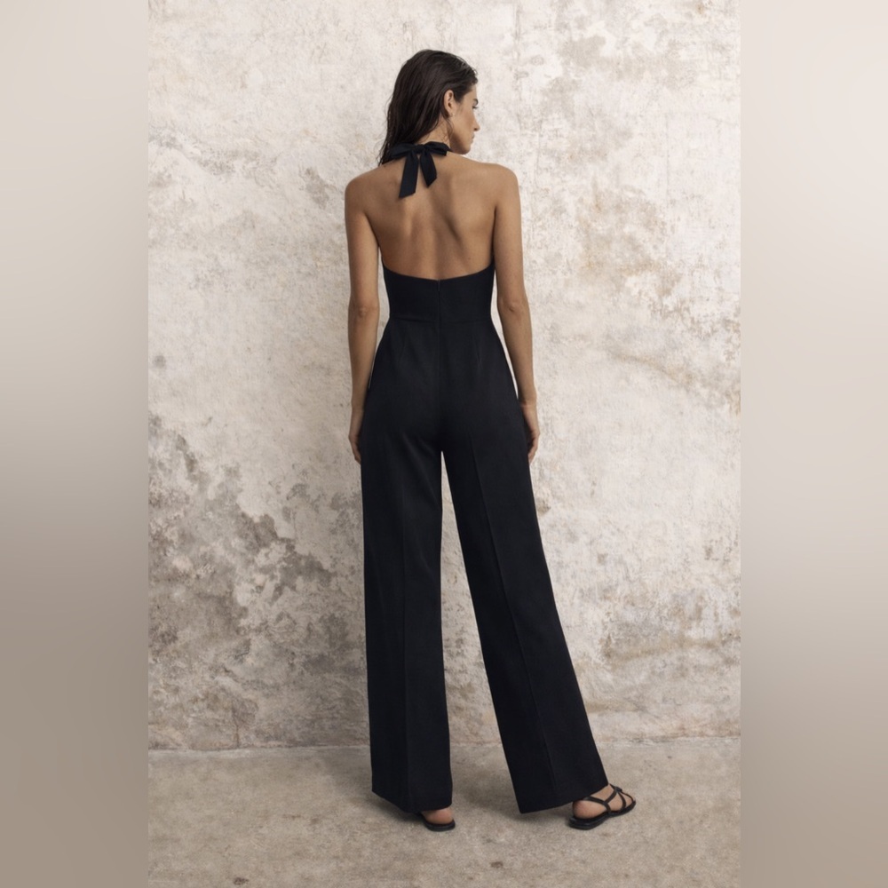 Jonathan Simkhai Halter Wrap Top Straight Leg Jumpsuit Romper - Picture 2 of 8